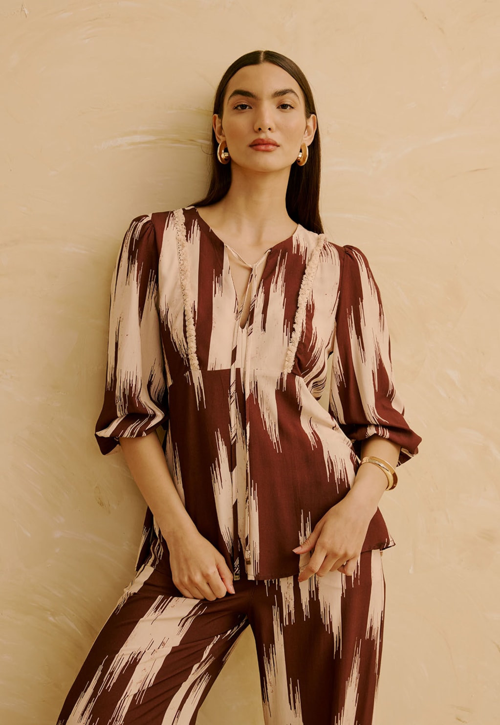 Bata com Franjas Estampada Amantani