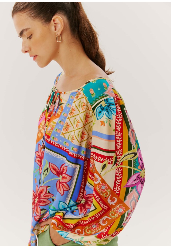 Bata Detalhe Franzido Estampada Maya