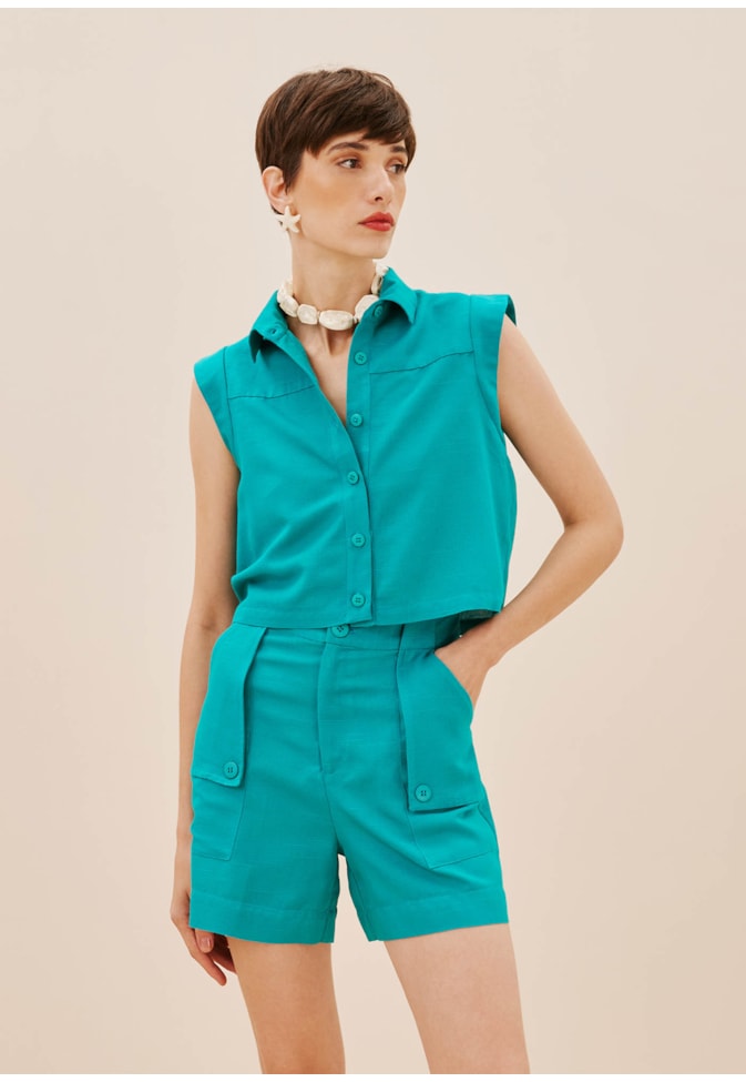 Bermuda Cintura Alta Bolso