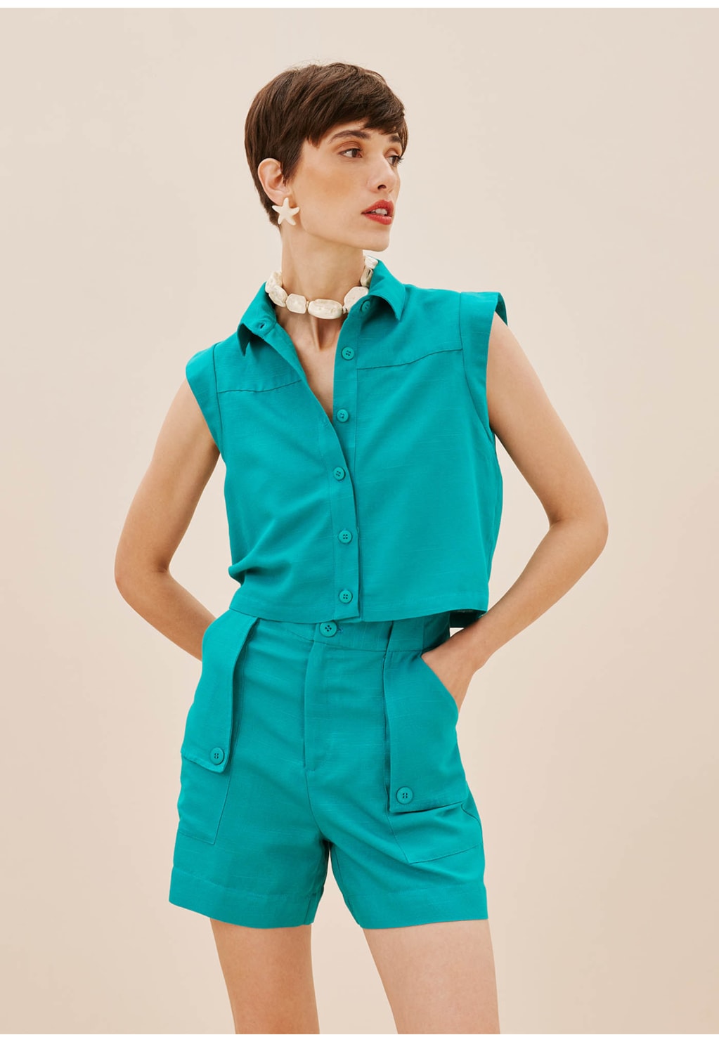 Bermuda Cintura Alta Bolso