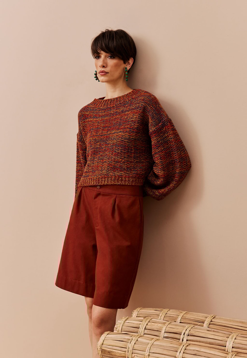 Bermuda Cós Transpasse Pregas