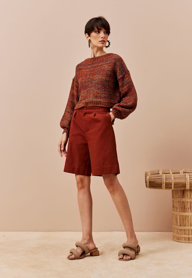 Bermuda Cós Transpasse Pregas