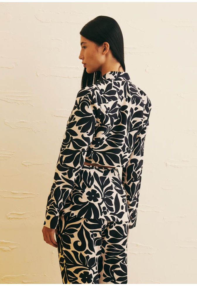 Blazer Abertura Cintura Estampado Cayo Coral