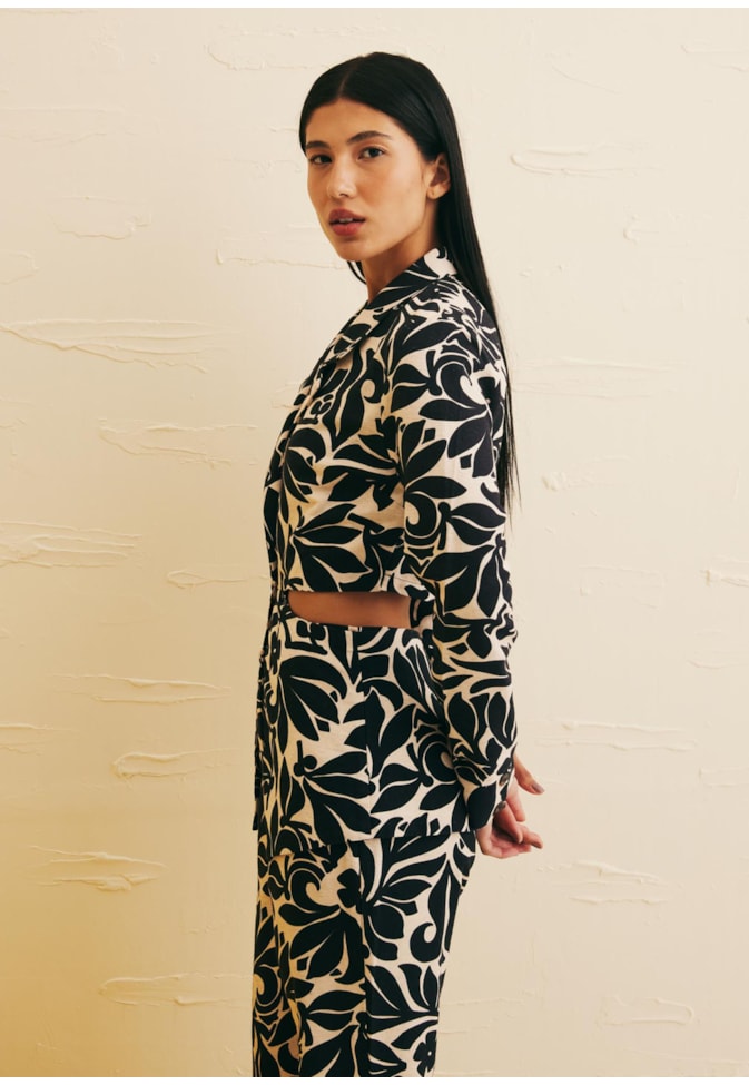 Blazer Abertura Cintura Estampado Cayo Coral