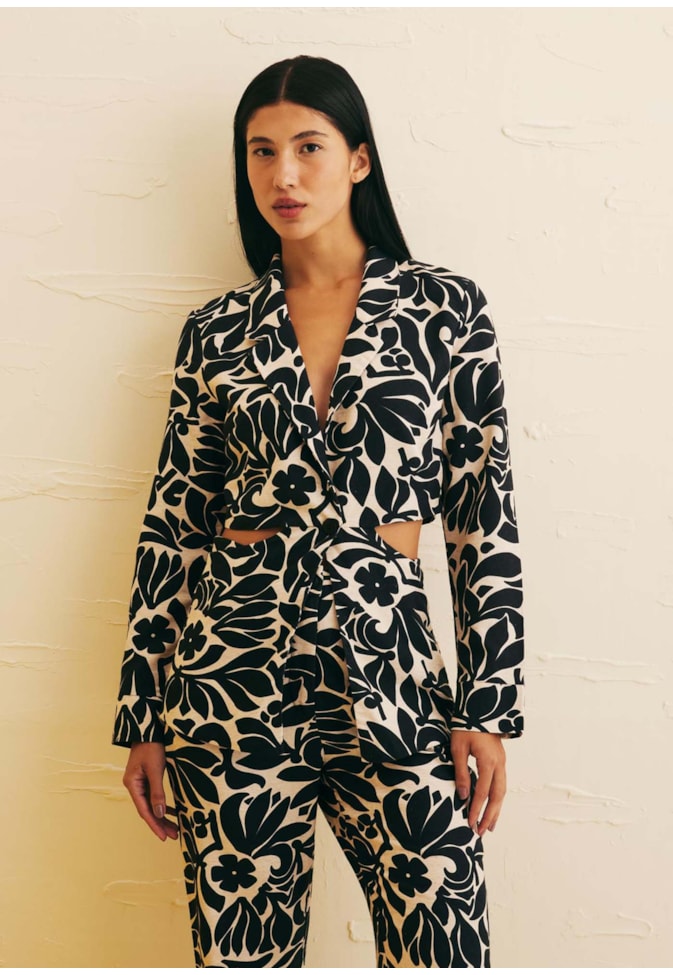 Blazer Abertura Cintura Estampado Cayo Coral