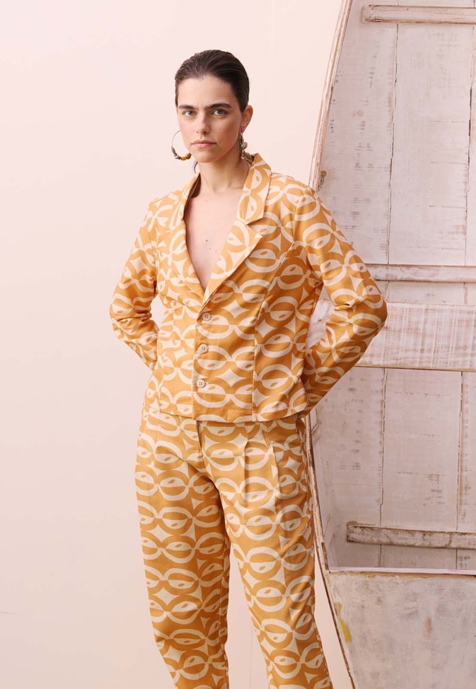 Blazer Acinturado Estampado Kakawa