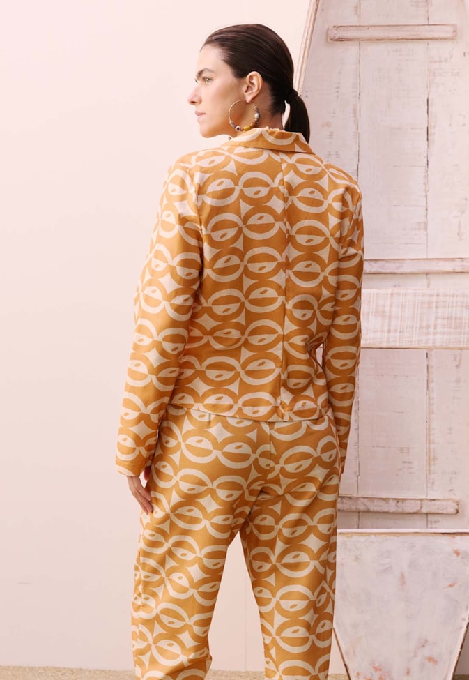 Blazer Acinturado Estampado Kakawa