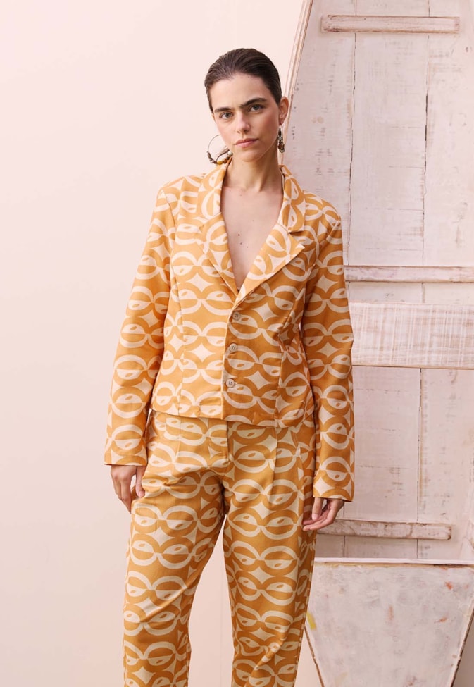 Blazer Acinturado Estampado Kakawa