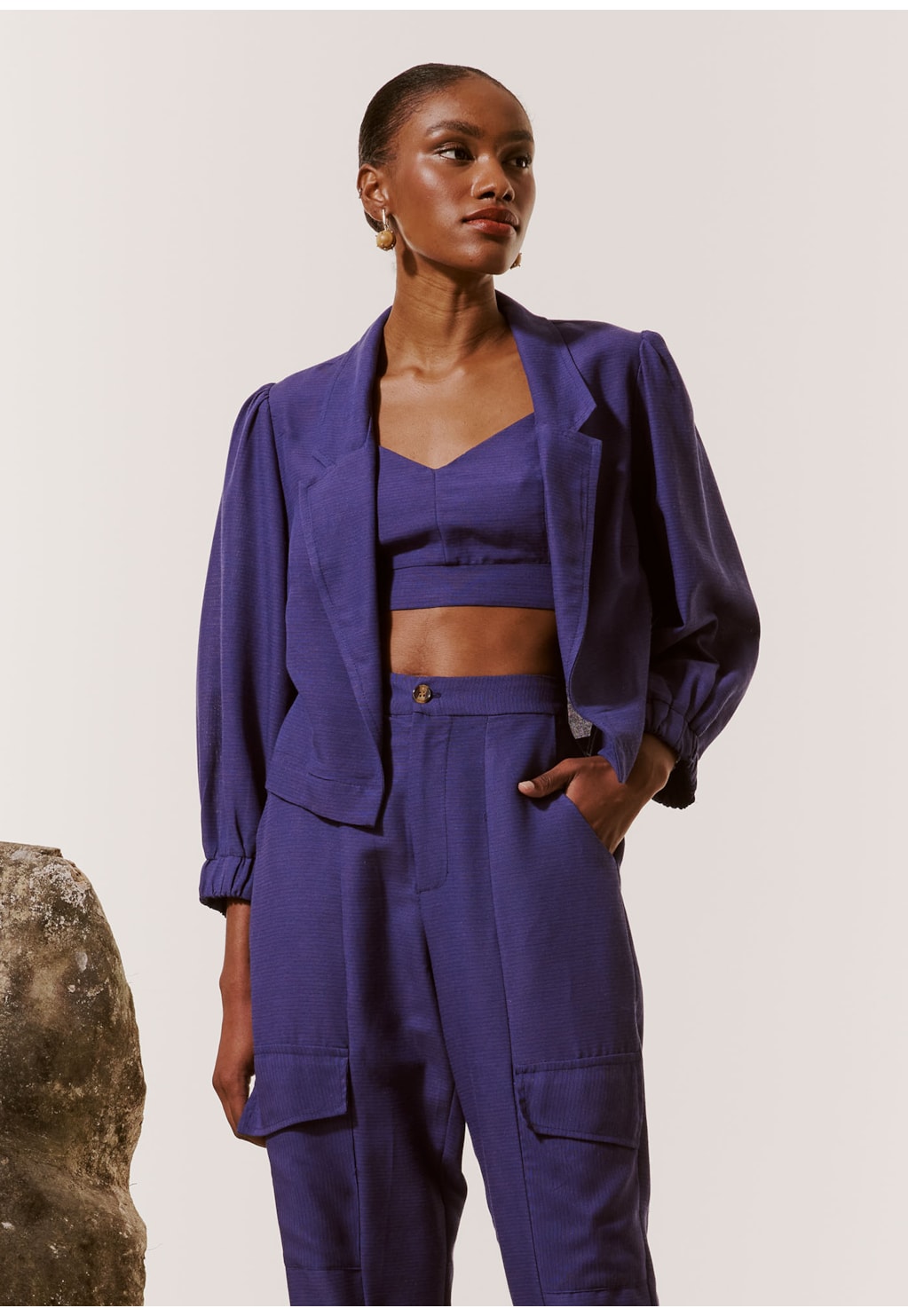 Blazer Cropped Manga Bufante