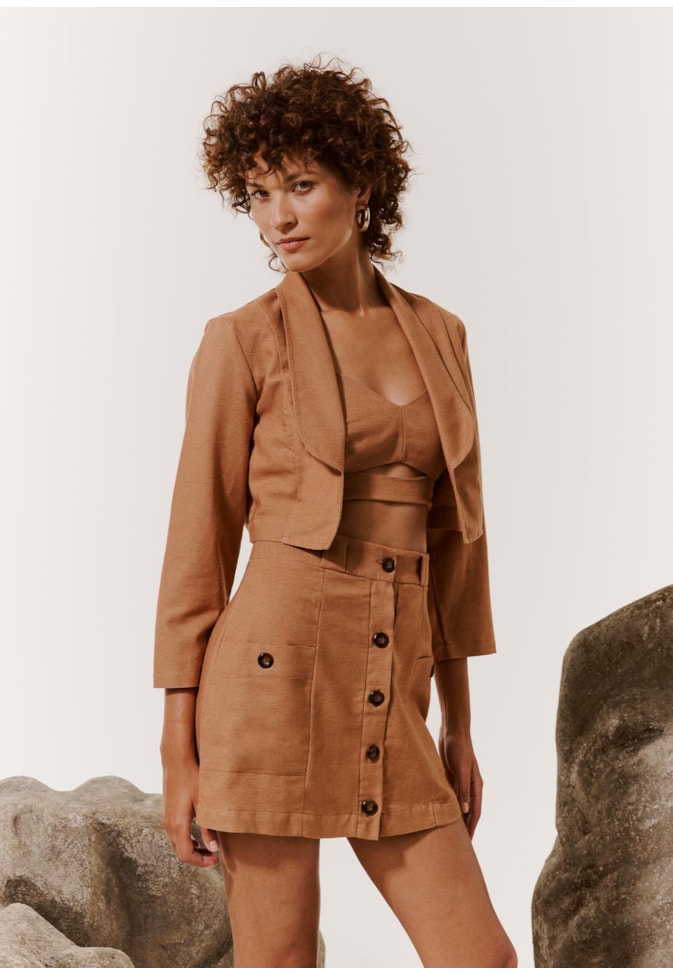 Blazer Cropped Manga Longa