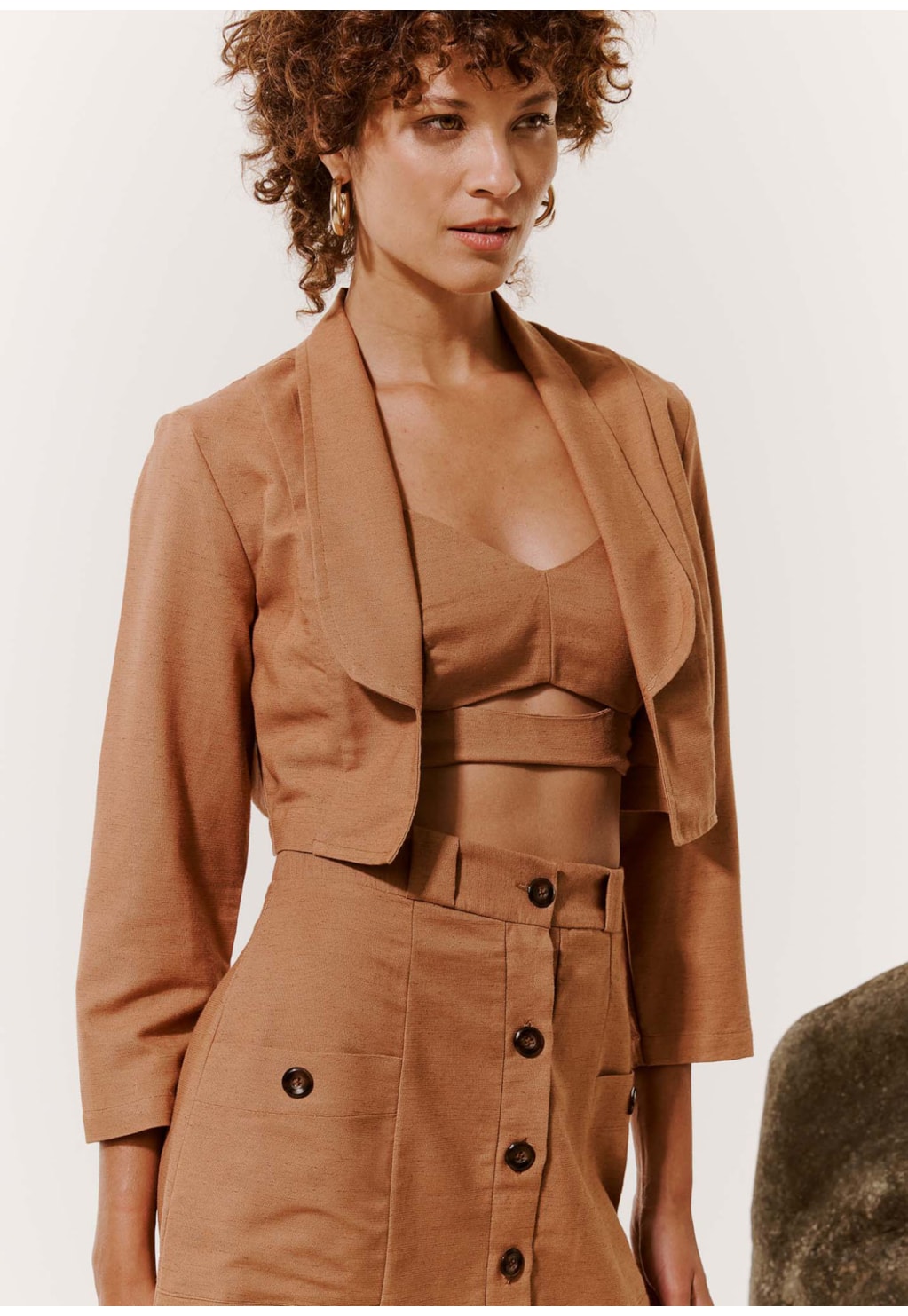 Blazer Cropped Manga Longa