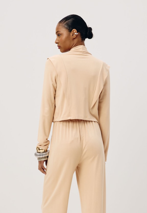 Blazer Cropped Manga Muscle Tee Vista Traseira