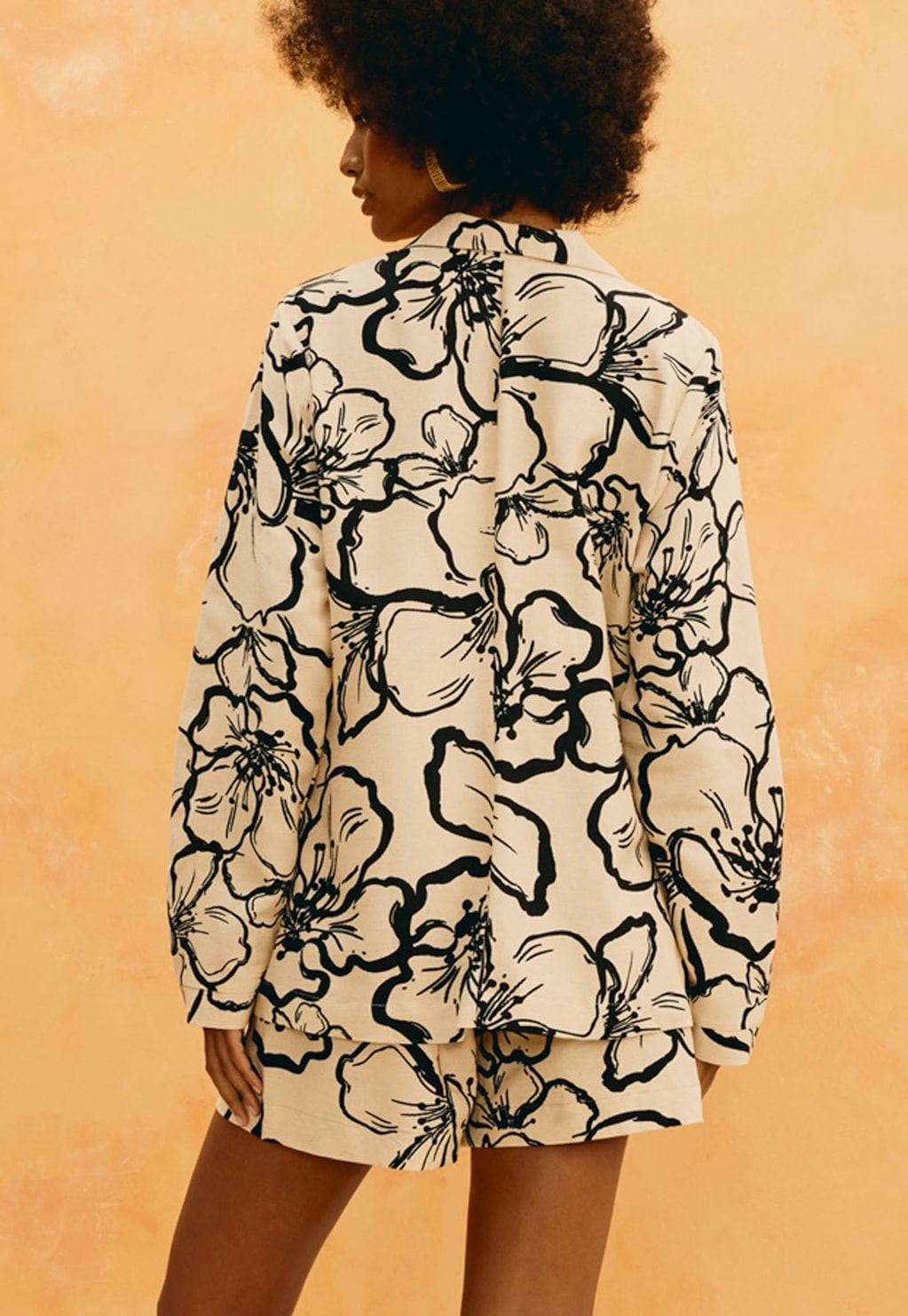Blazer Estampado Rosa Del Caribe