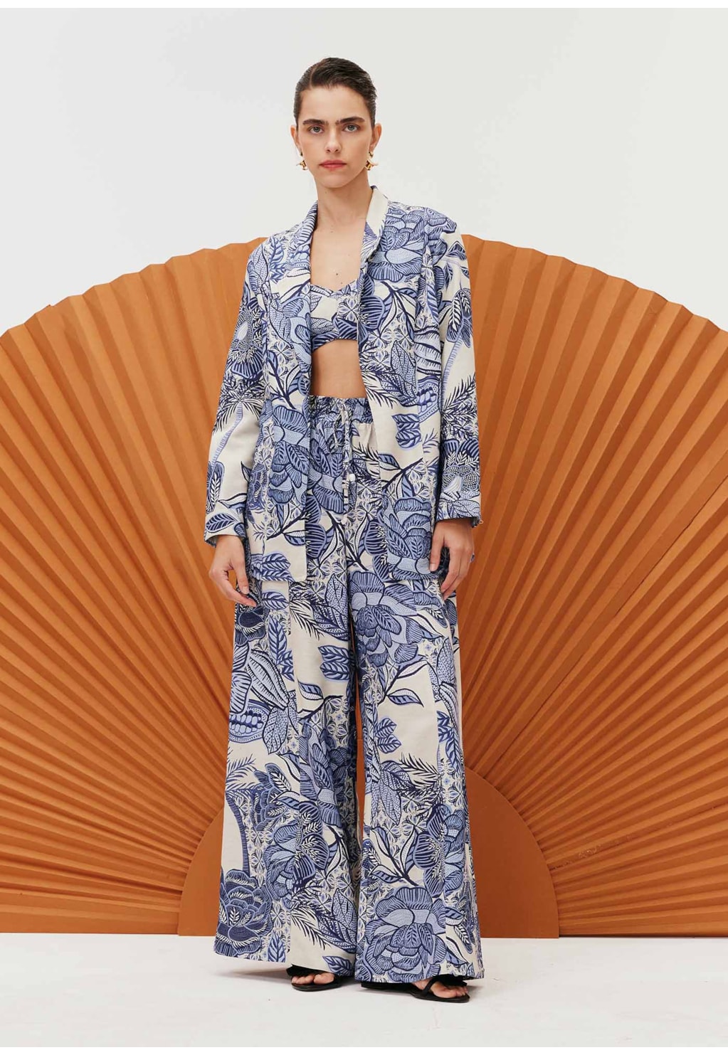 Blazer Estruturado Alongado Estampado Melodia