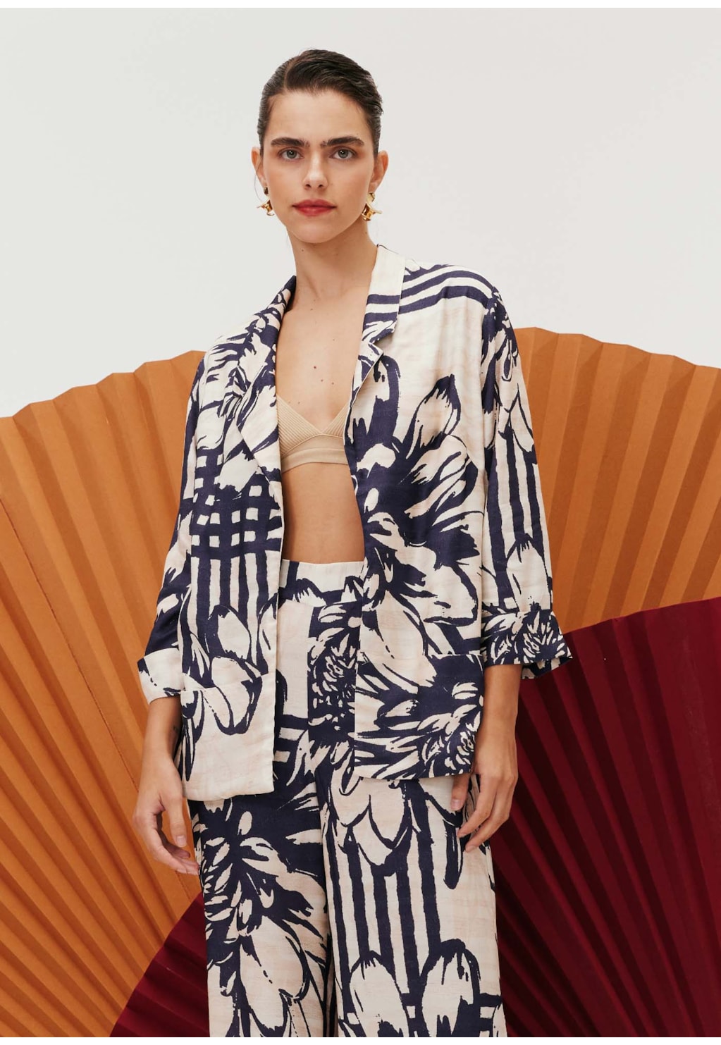 Blazer Tecido Estampado Bolero