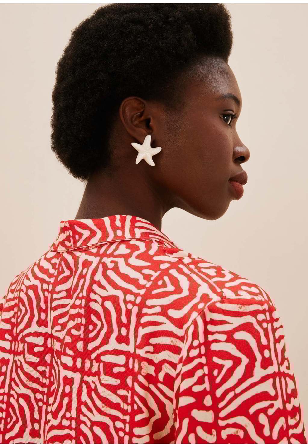 Blazer Viscose Alongado Estampado Costas dos Corais