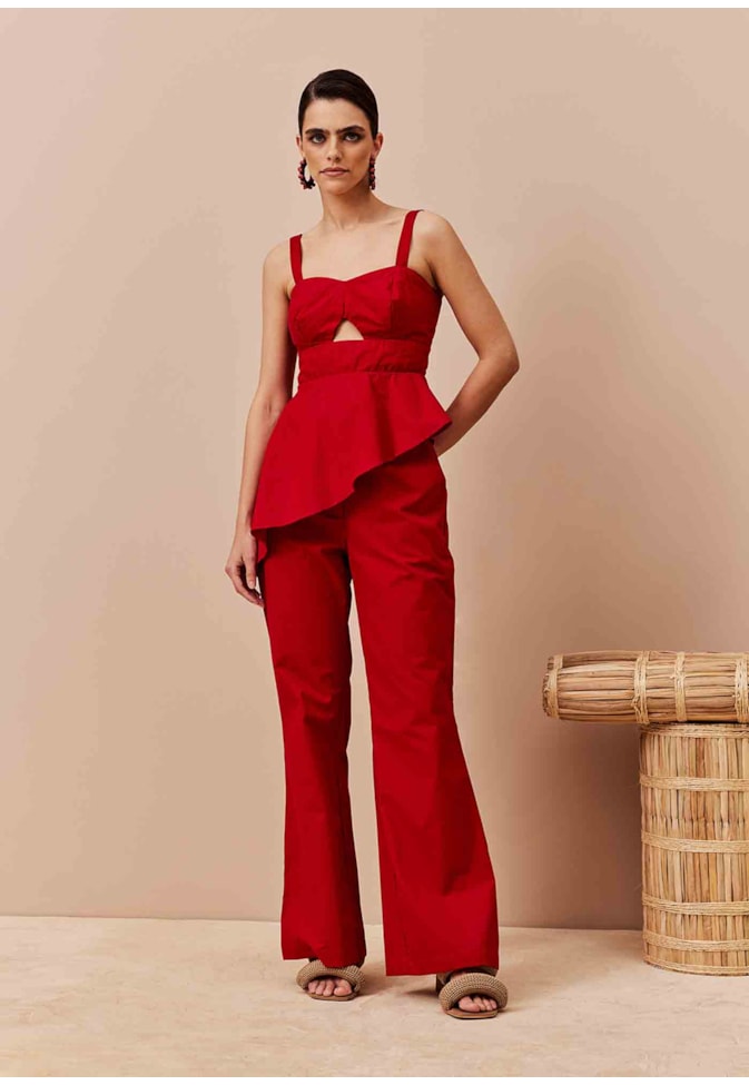 Blusa Alça Fina Babado Assimétrico