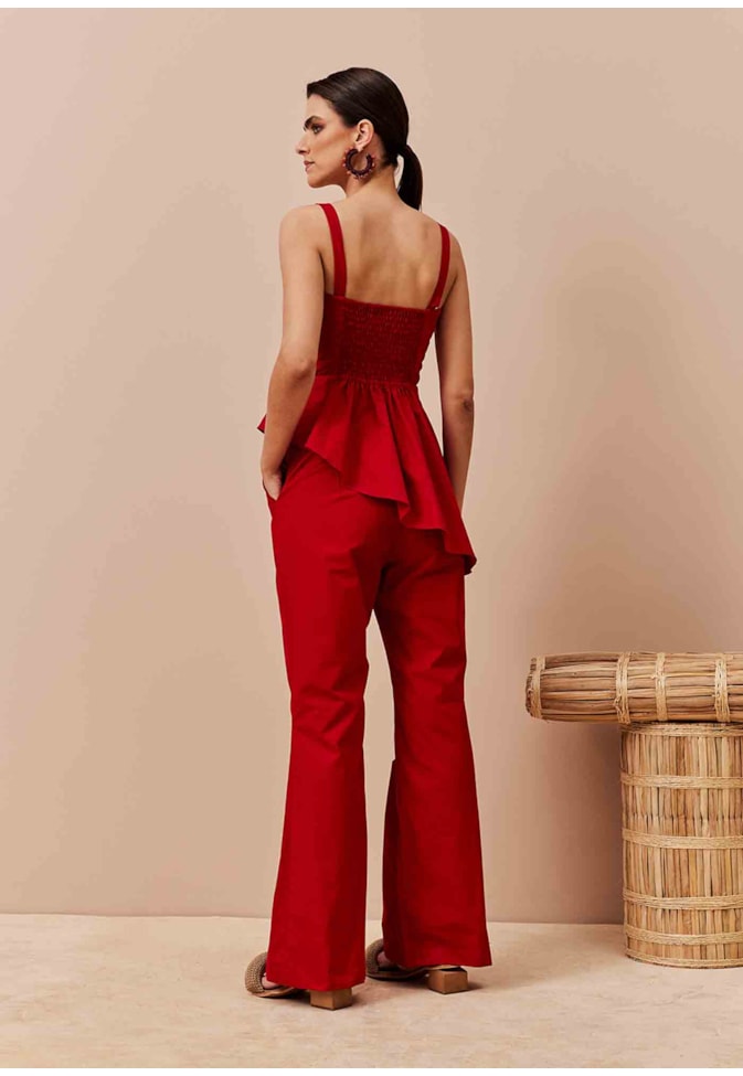 Blusa Alça Fina Babado Assimétrico