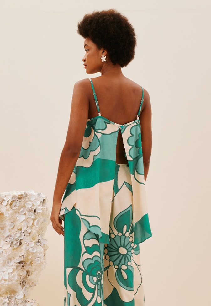 Blusa Alça Fina Estampada Pop Flower