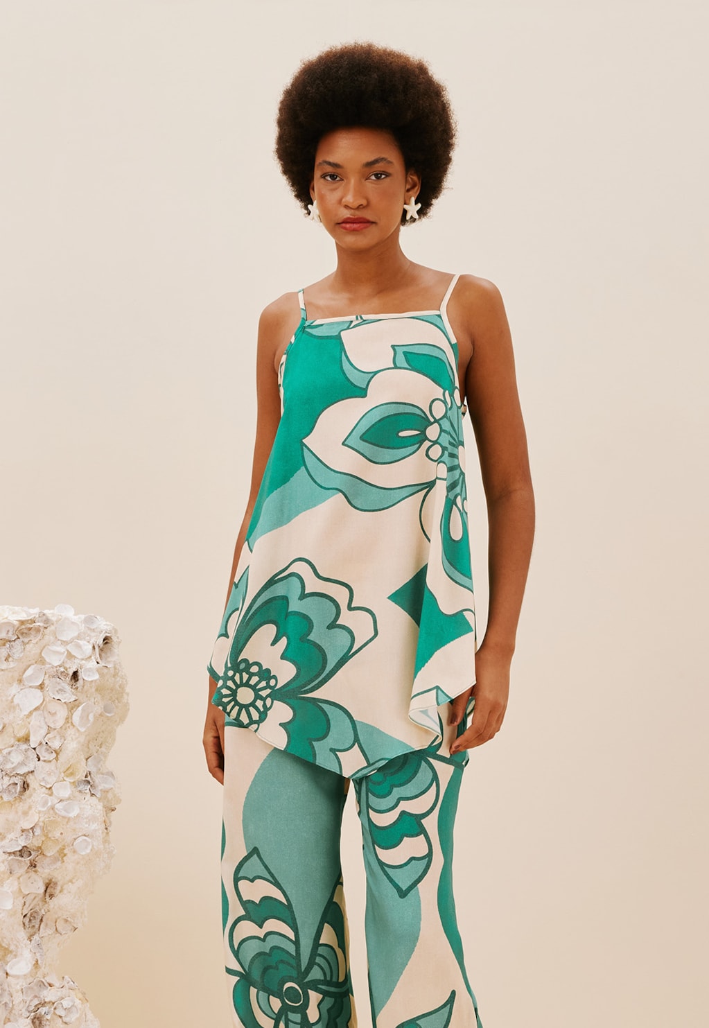 Blusa Alça Fina Estampada Pop Flower