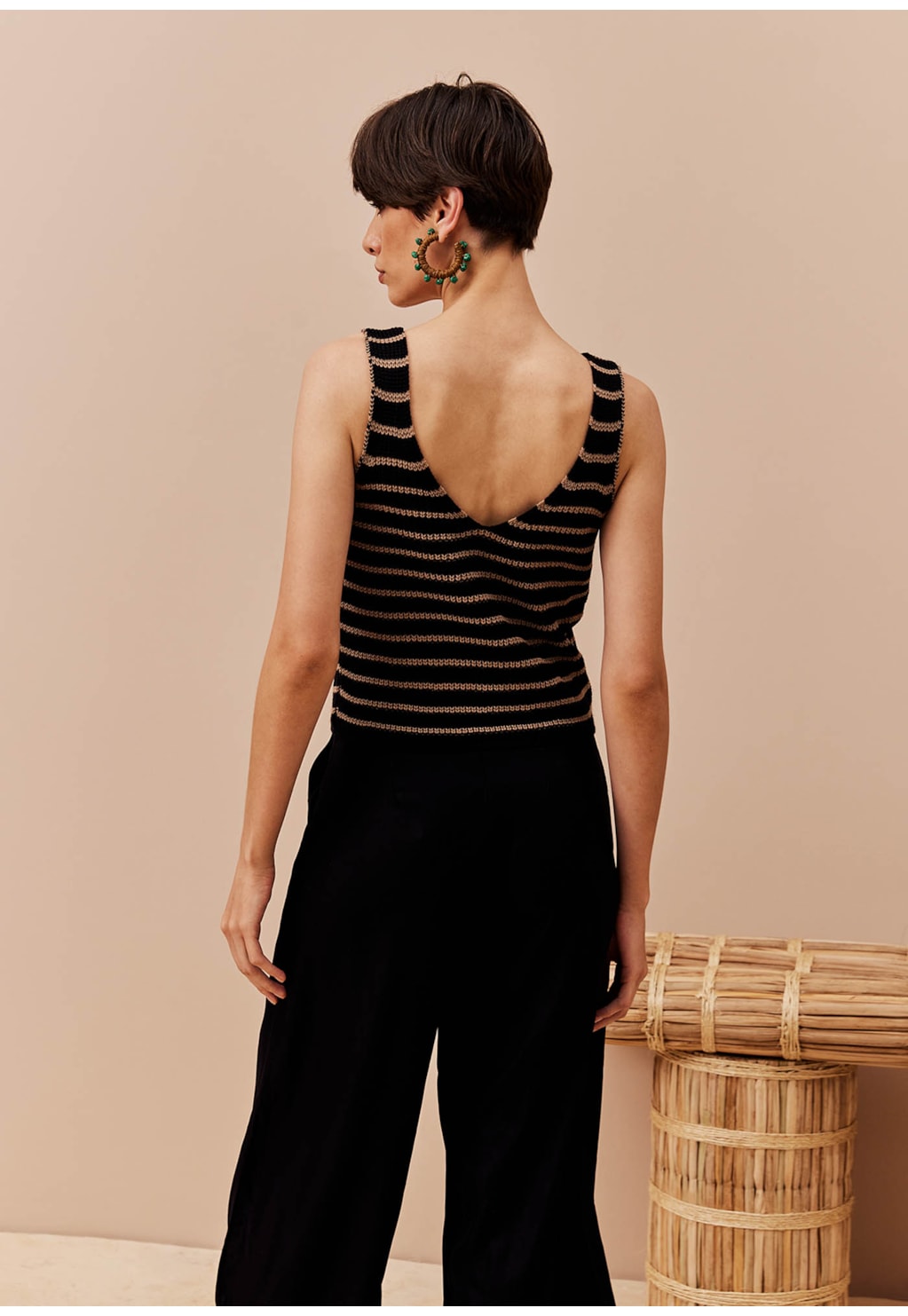 Blusa Alça Larga Listrada Tricot