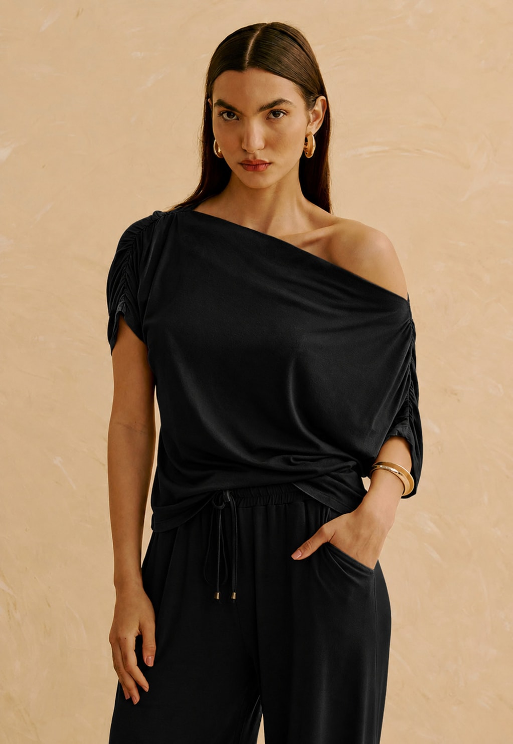 Blusa Alongada Degagê Ombro A Ombro