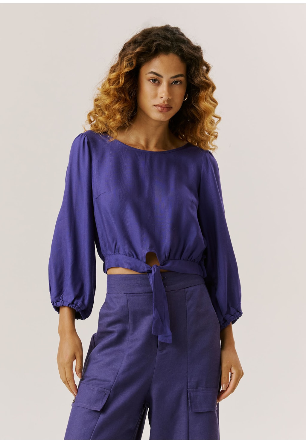 Blusa Amarração Manga Bufante