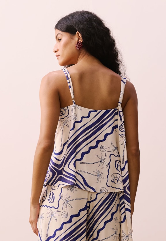 Blusa Argola Orgânica Estampada Tupé Vista Traseira
