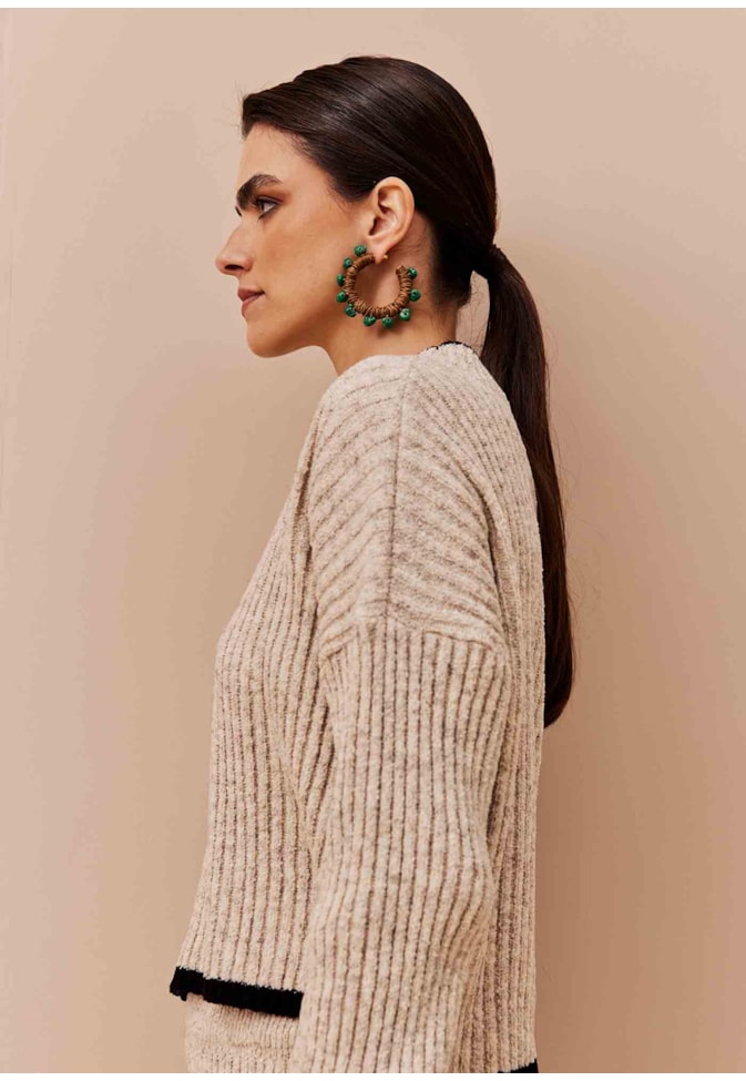 Blusa Bicolor Detalhe Tricot