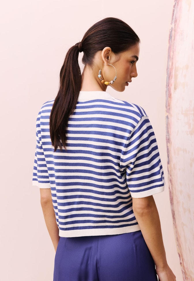 Blusa Body Listrada Tricot