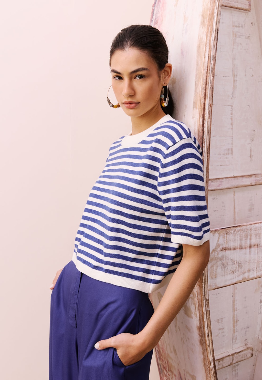 Blusa Body Listrada Tricot