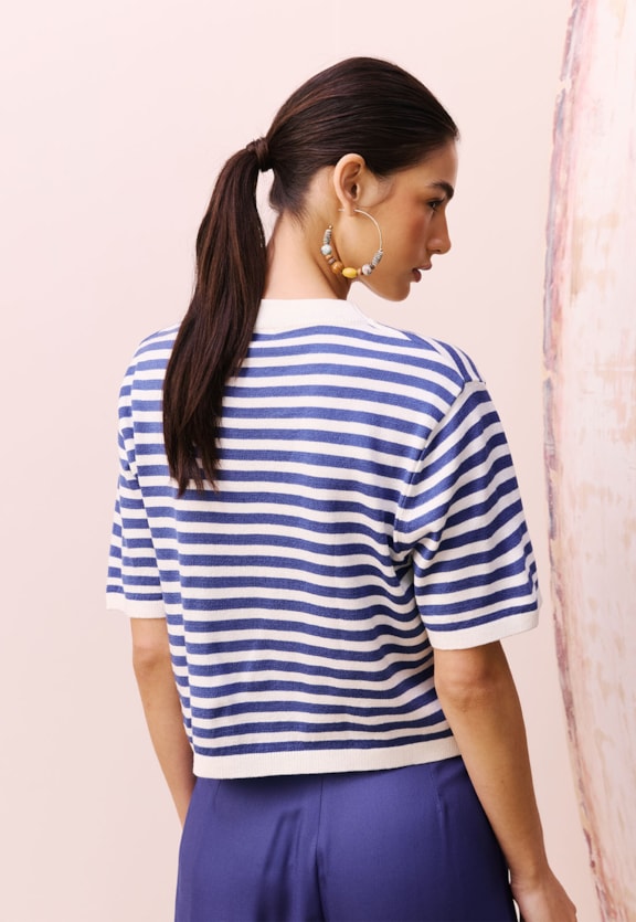 Blusa Body Listrada Tricot Vista Traseira