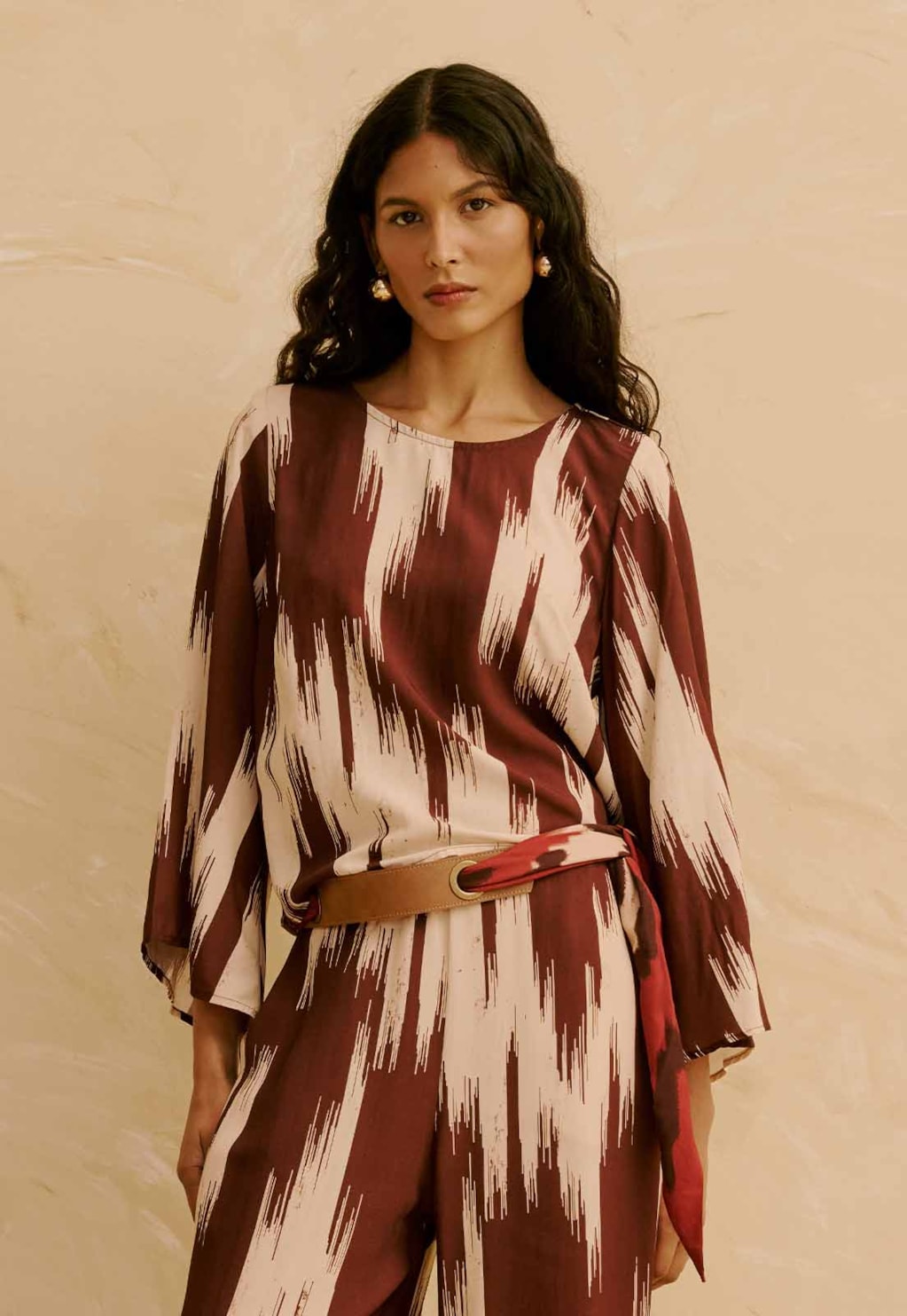 Blusa Com Manga Estampada Amantani