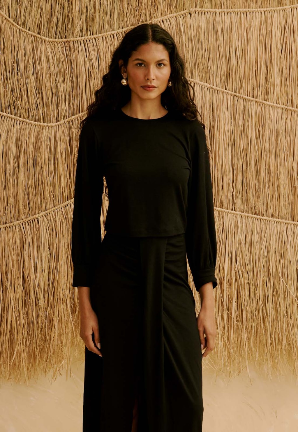 Blusa Cropped Com Manga E Punho 