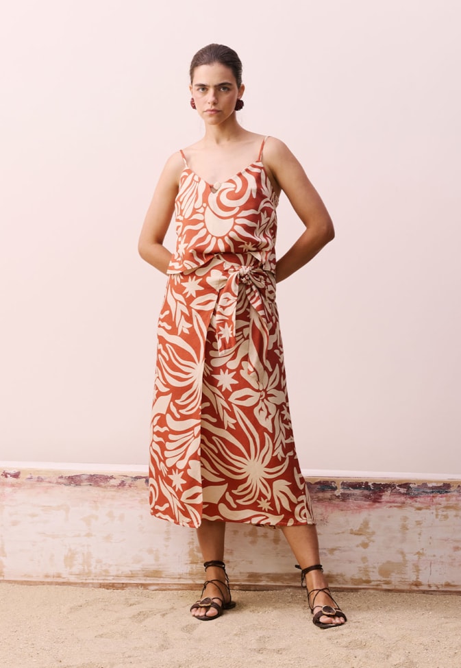 Blusa Cropped Estampada Pedra do Sol