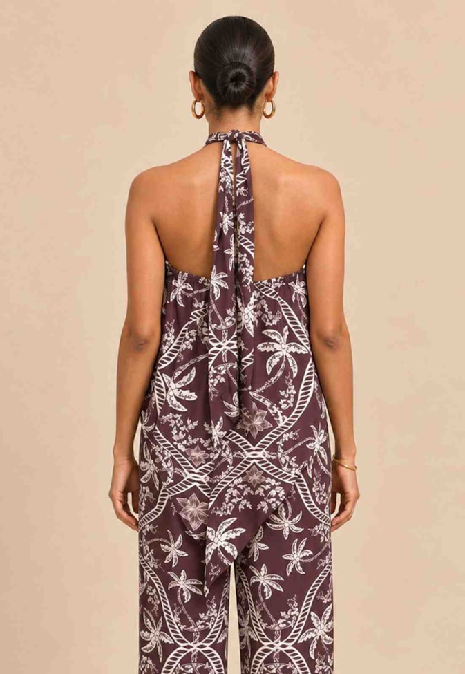 Blusa Decote Halter Estampada