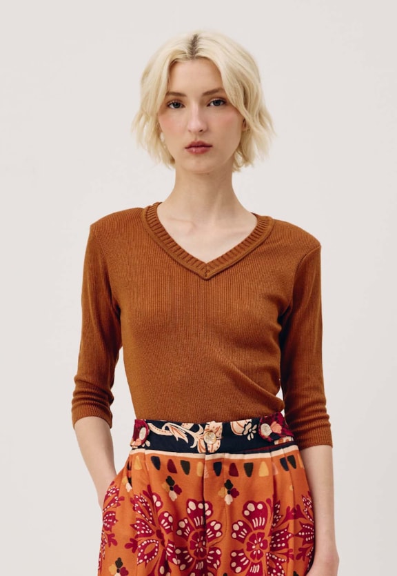 Blusa Decote V Tricot Vista Frontal