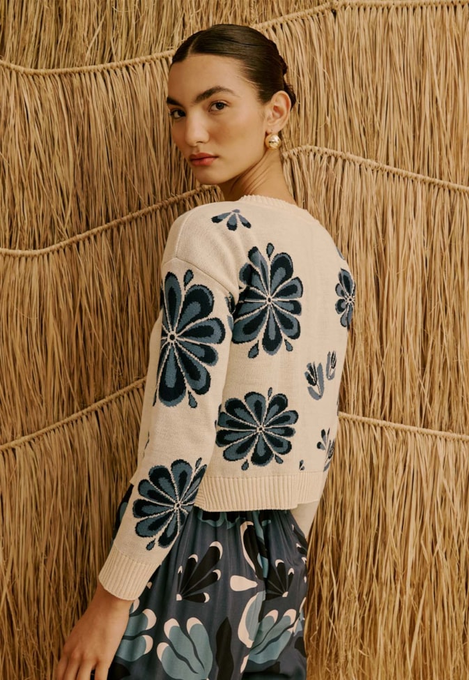 Blusa em Manga Longa Jacquard Cantuta