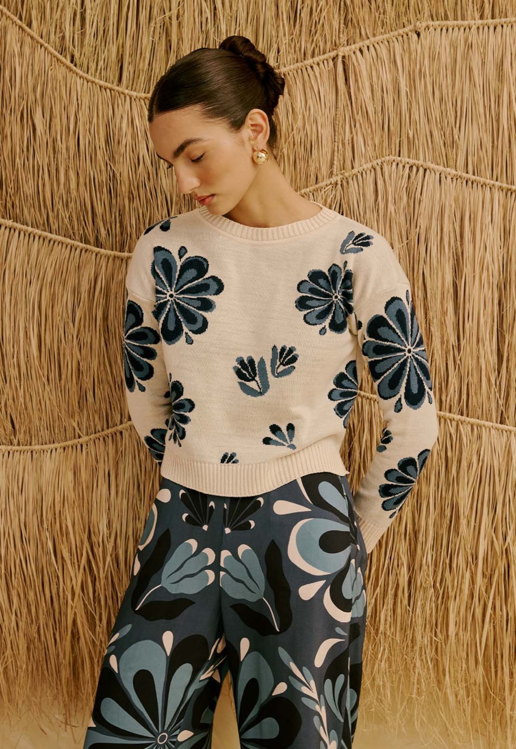 Blusa em Manga Longa Jacquard Cantuta