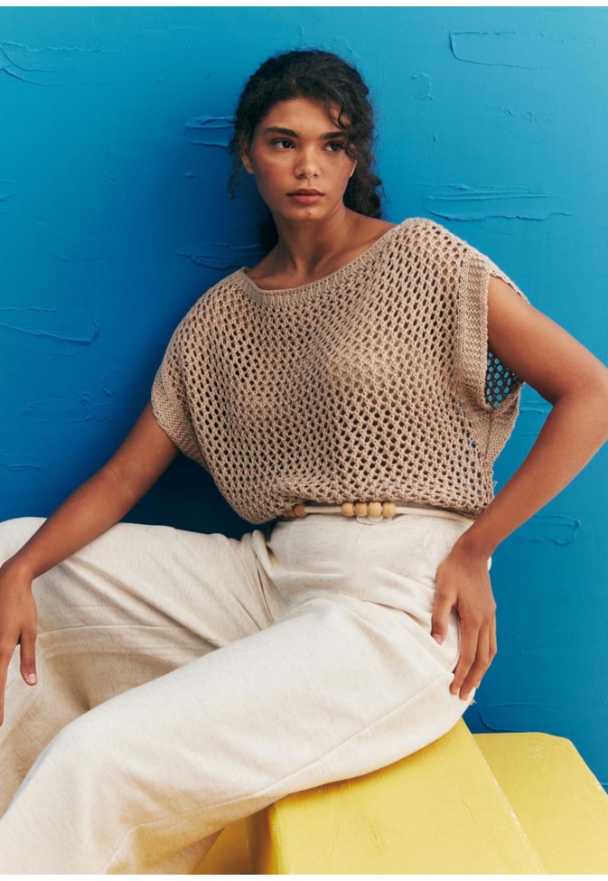 Blusa Estilo Crochê Tricot