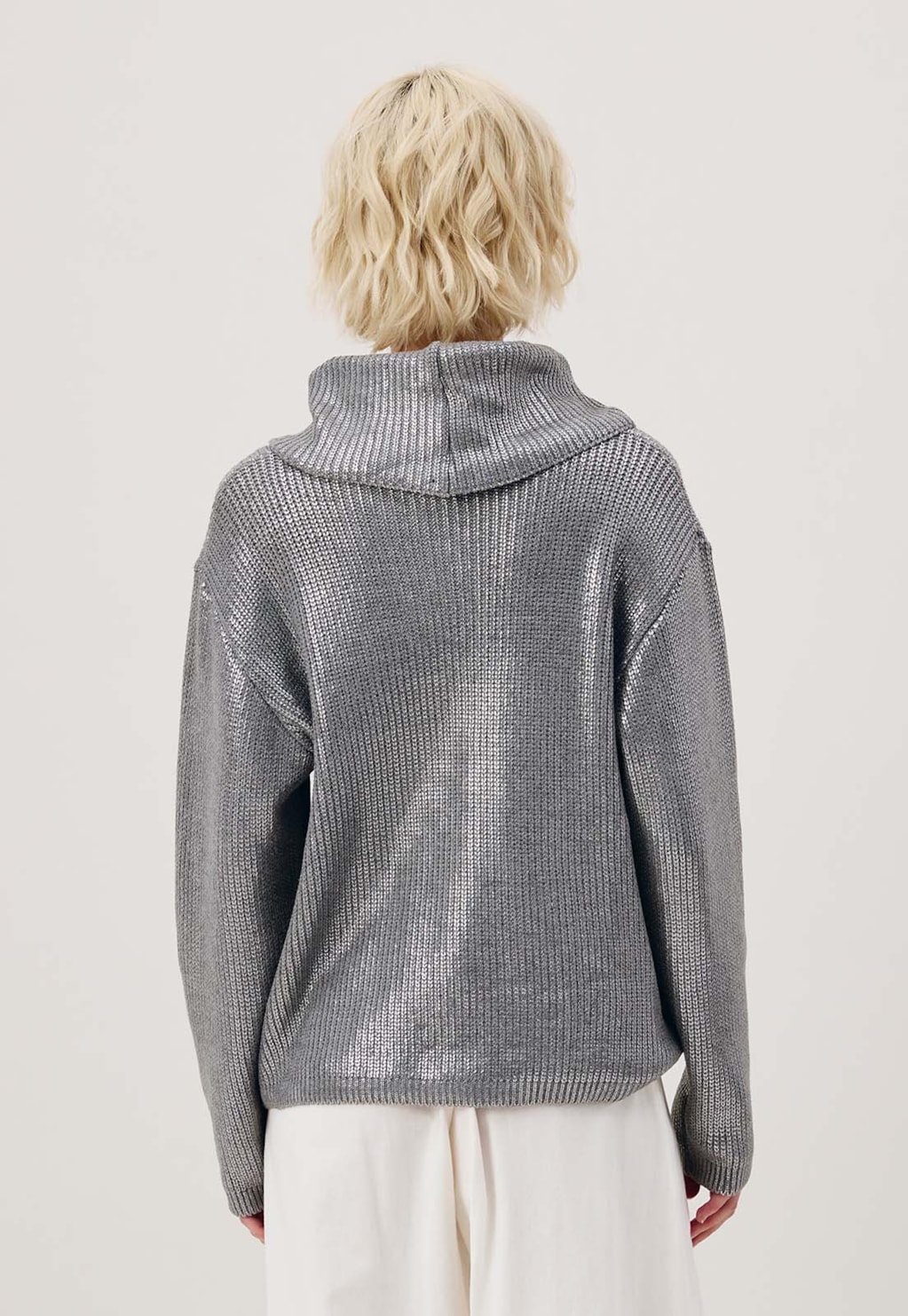 Blusa Foil Gola Alta Tricot