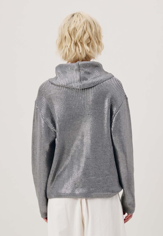 Blusa Foil Gola Alta Tricot