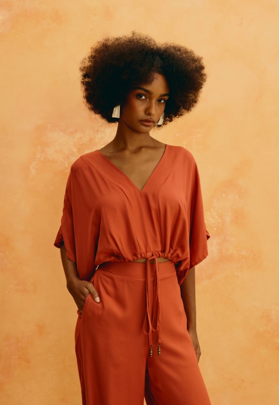 Blusa Kimono Lisa Vista Frontal