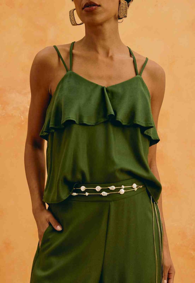 Blusa Lisa Alças Babados
