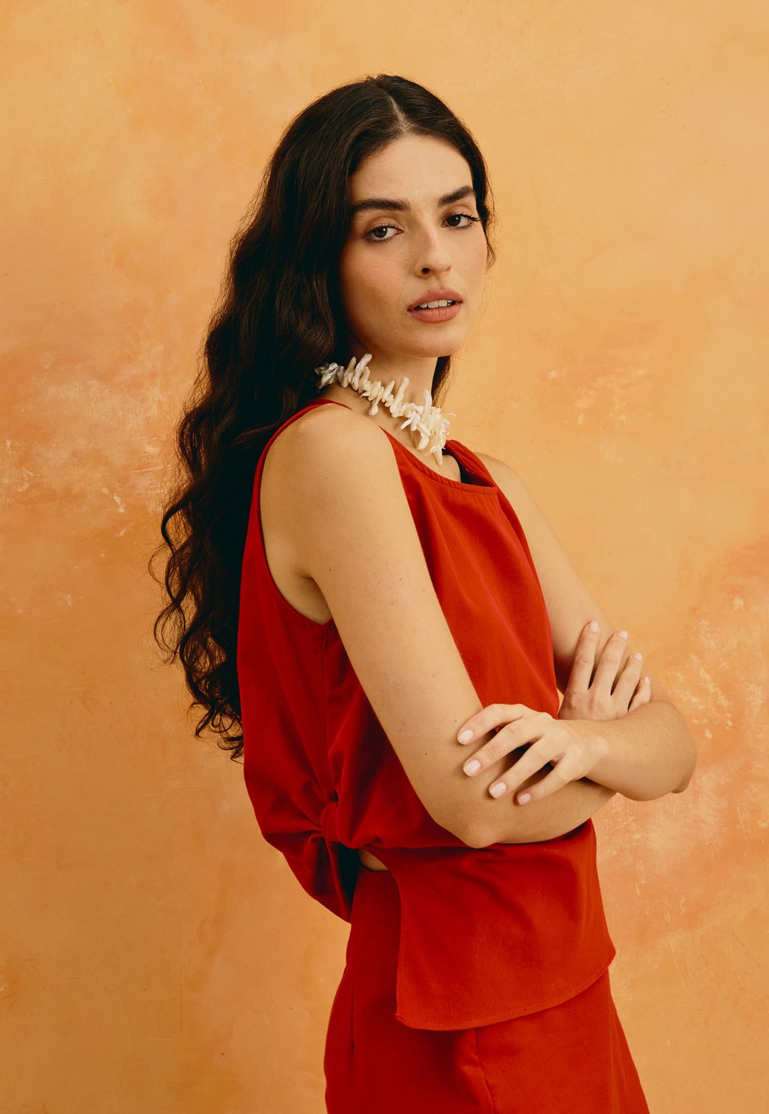 Blusa Lisa Detalhe Franzido Vista Traseira