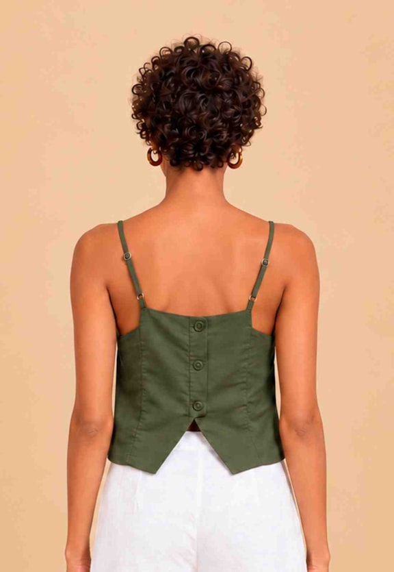 Blusa Lisa Fenda Costas Vista Traseira