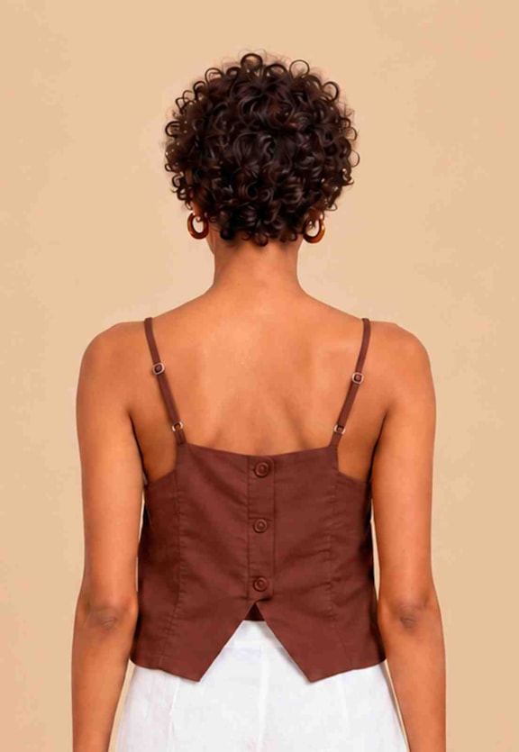 Blusa Lisa Fenda Costas Vista Traseira