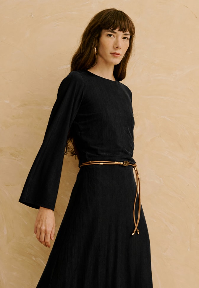 Blusa Malha Cropped Manga Ampla