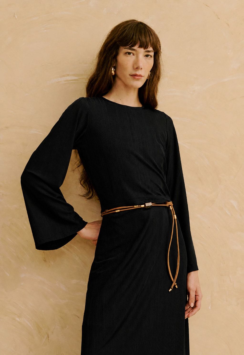 Blusa Malha Cropped Manga Ampla