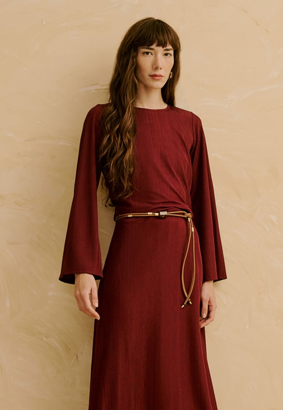 Blusa Malha Cropped Manga Ampla Vista Frontal